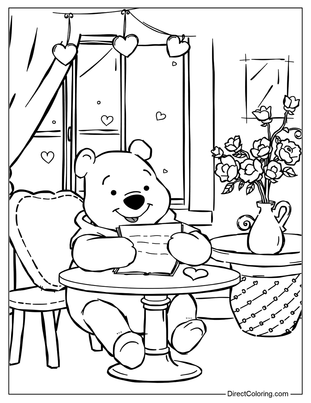 Winnie The Pooh with the Letter Coloring Sheet
